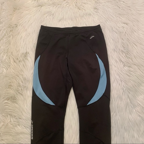 Brooks Running Leggings Black Light Blue - Picture 2 of 7